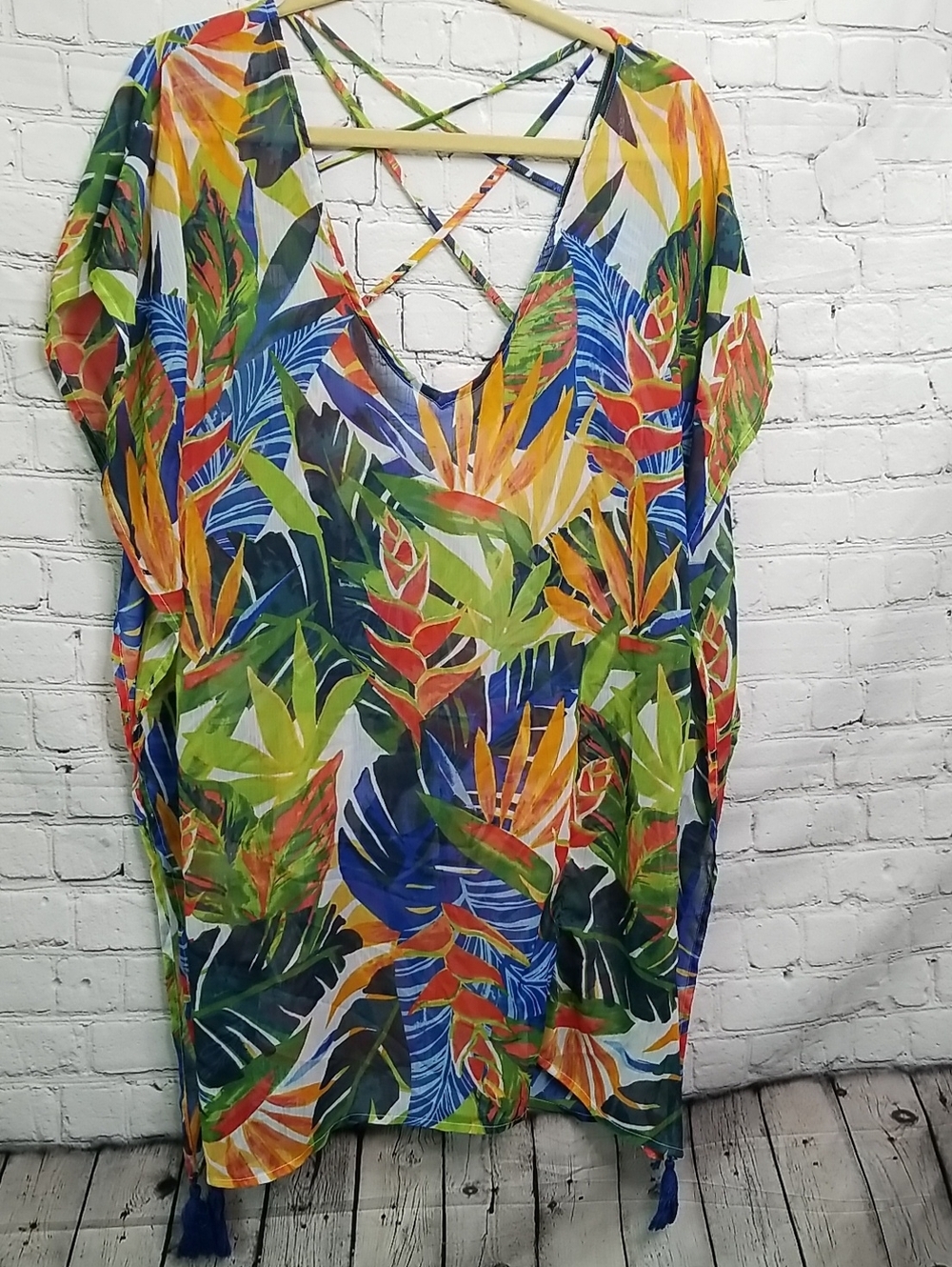 Kona Soul Caftan Bird of Paradise Print M Beach Coverup
